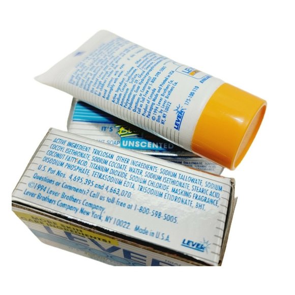 2pc Lever 2000 Unscented Deodorant Soap .1 OZ Trial Sz NOS 1994 Free Liquid Soap - Picture 5 of 6